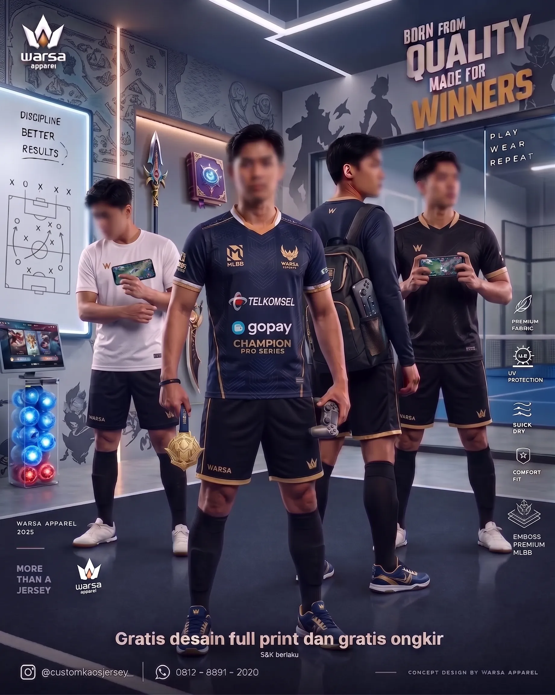 Buat Custom Jersey Mobile Legends Esports MLBB Gaming
