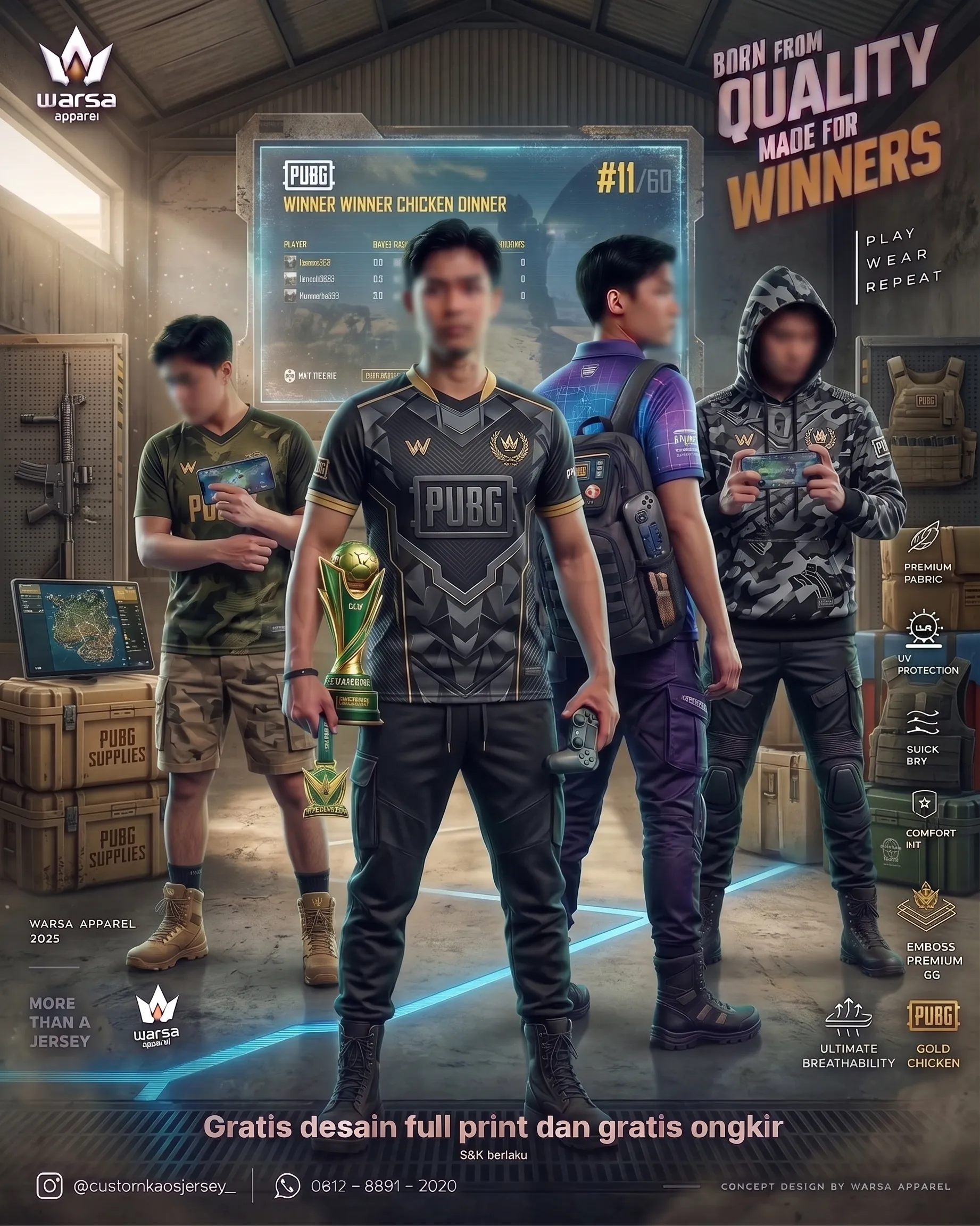 Buat Custom Jersey PUBG Esports Gaming