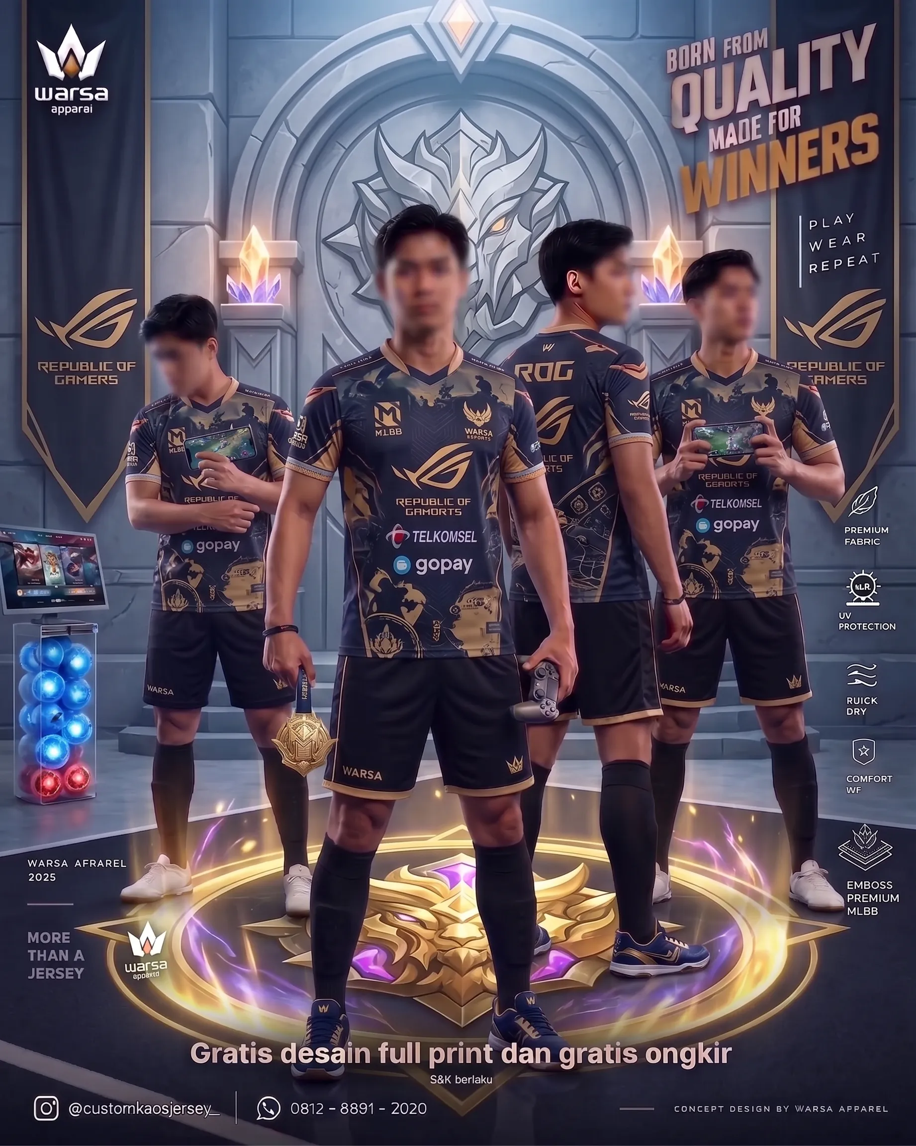 Buat Custom Jersey ROG Esports Gaming MLBB