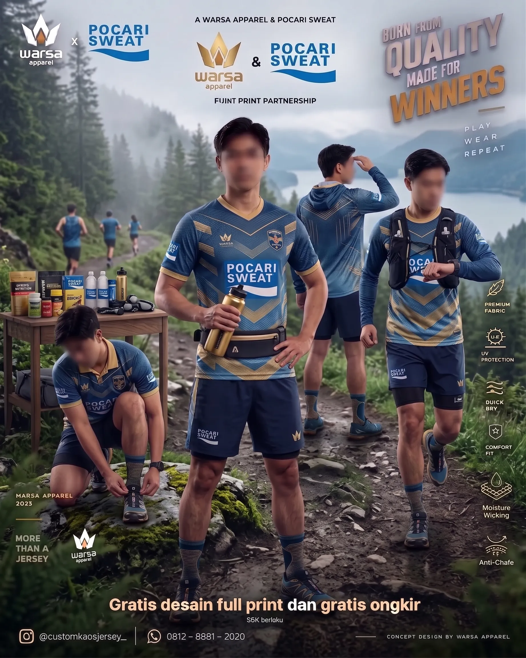 Buat Custom Jersey Running Pocari