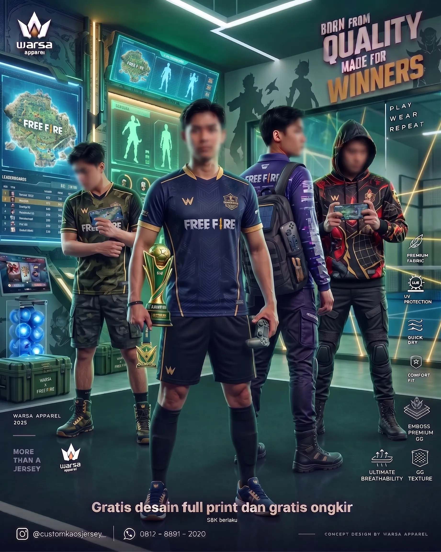 Custom Jersey Gaming Esports Free Fire Garena